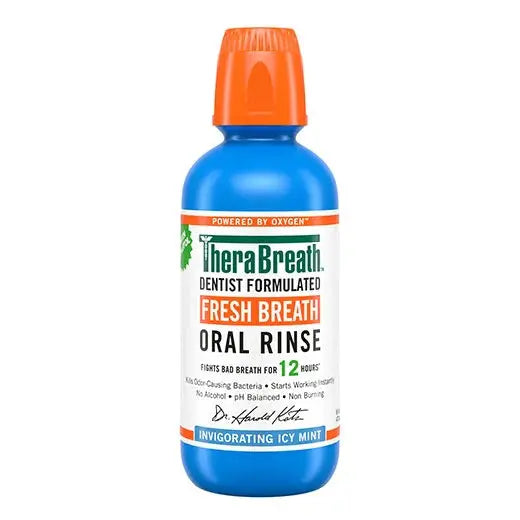TheraBreath Fresh Breath Oral Rinse – Invigorating Icy Mint|16OZ Maliha Beauty