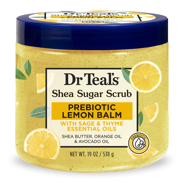 Dr Teal’s Shea Sugar Scrub – Prebiotic Lemon Balm|538G Maliha Beauty