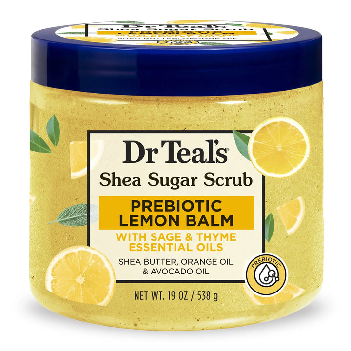 Dr Teal’s Shea Sugar Scrub – Prebiotic Lemon Balm|538G Maliha Beauty