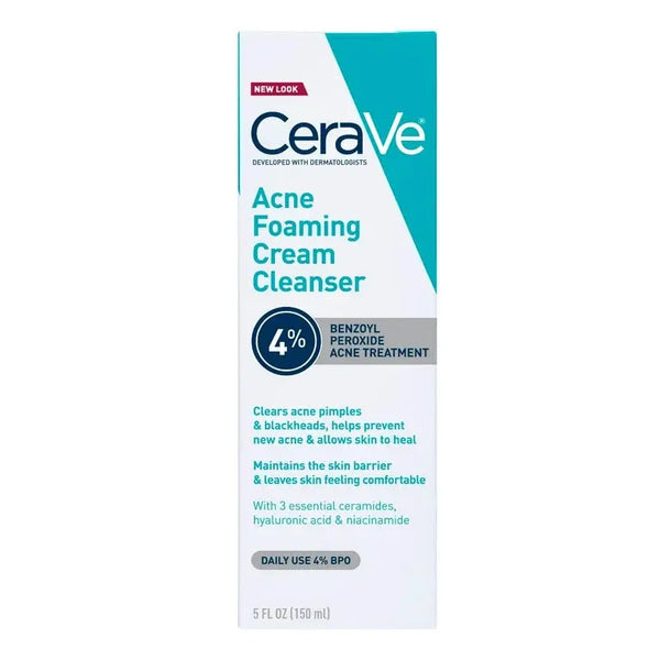 CeraVe Acne Foaming Cream Cleanser – 4% Benzoyl Peroxide Maliha Beauty