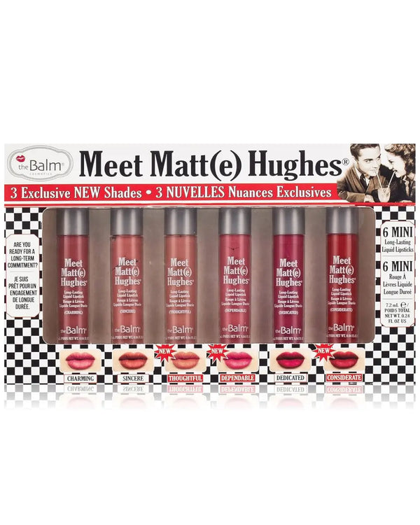 TheBalm Meet Matt(e) Hughes – Mini Liquid Lipsticks Set (6 Shades) Maliha Beauty