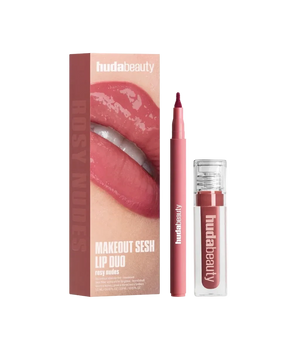 Huda Beauty Makeout Sesh Lip Duo Rosy Nudes | Maliha Beauty