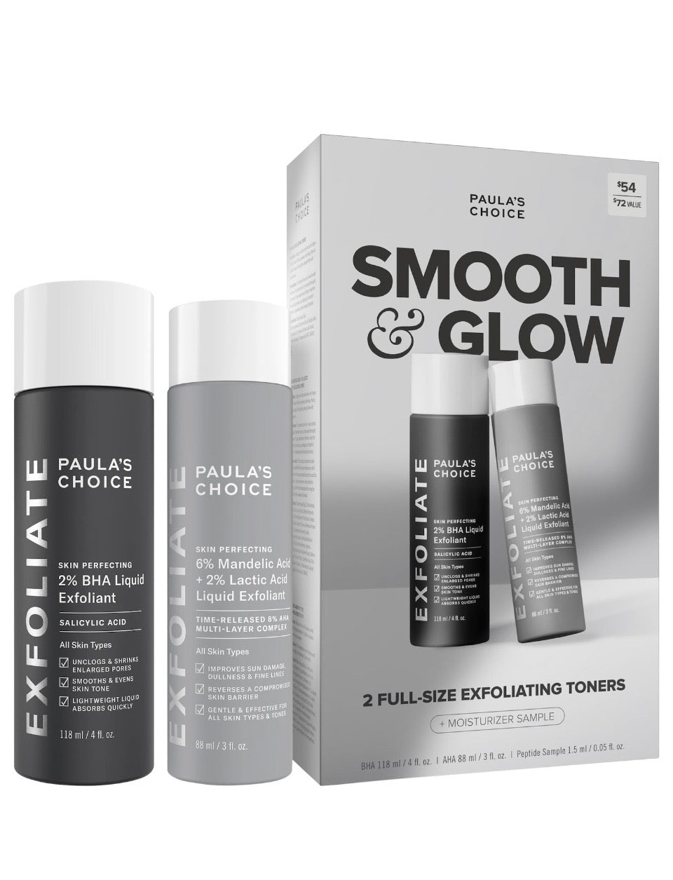 Paula’s Choice Smooth&Glow 2 Full Size Exfoliating Toners | Maliha Beauty